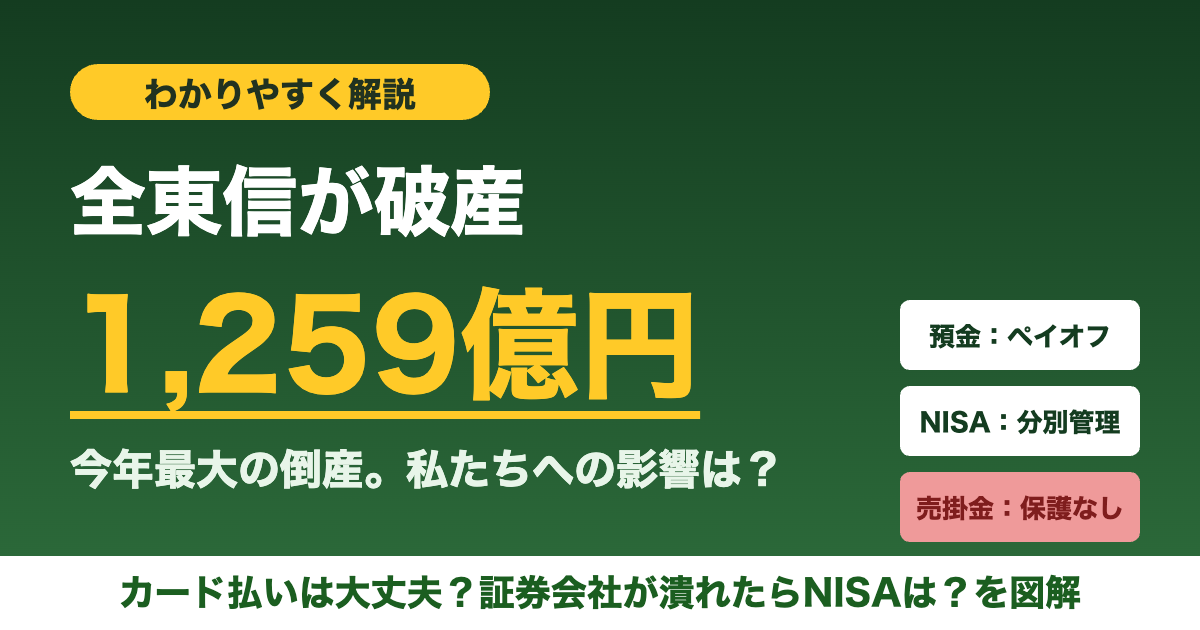 全東信の破産をわかりやすく解説。負債1259億円で今年最大。カード払いへの影響とNISAの分別管理