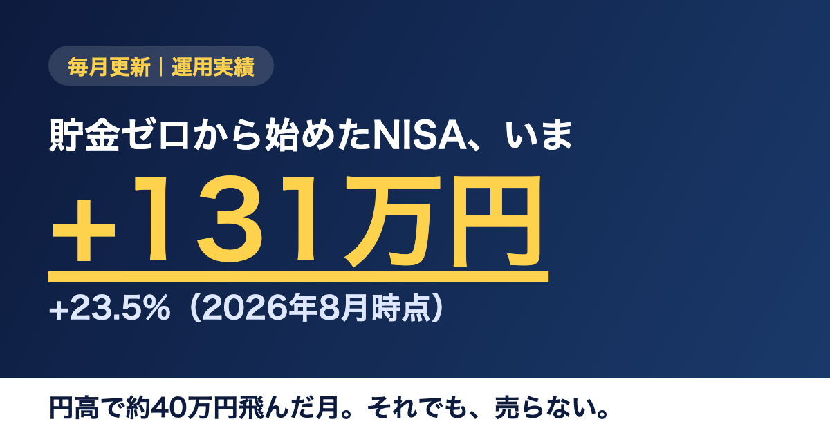 【毎月更新】NISA積立の運用実績まとめ｜+131万円になった話